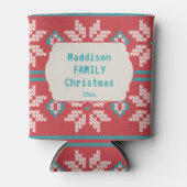 Retro Ugly Christmas Sweater Nordic Red Blue 缶クーラー (正面)