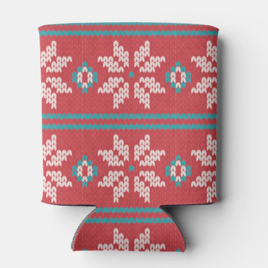 Retro Ugly Christmas Sweater Nordic Red Blue 缶クーラー (裏面)