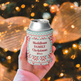 Retro Ugly Christmas Sweater Snowflakes White 缶クーラー