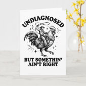 Retro Undiagnosed Somethin Aint Right Rooster  カード (黄色い花)