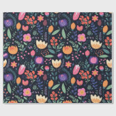 Retro Unique Bold Boho Style Whimsical Floral Gift ラッピングペーパー (フラット)