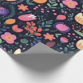 Retro Unique Bold Boho Style Whimsical Floral Gift ラッピングペーパー (角)
