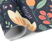 Retro Unique Bold Boho Style Whimsical Floral Gift ラッピングペーパー (ロールコーナー)