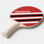 Retro Urban Zebra Angled Striping with Name 卓球ラケット (正面アングル)