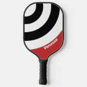 Retro Urban Zebra Circle Stripe with Name ピックルボールラケット (裏面)