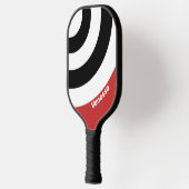 Retro Urban Zebra Circle Stripe with Name ピックルボールラケット (左)