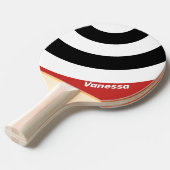 Retro Urban Zebra Circle Stripe with Name 卓球ラケット (正面アングル)