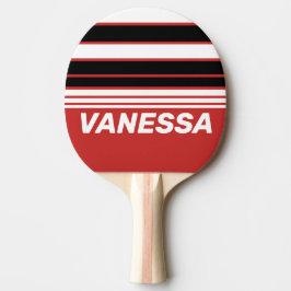 Retro Urban Zebra Horizon Striping with Name 卓球ラケット