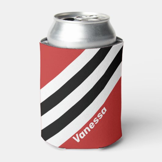 Retro Urban Zebra Stripes with Name 缶クーラー (缶正面)