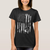 Retro Us Flag Acoustic Guitar Distressed Patriotic Tシャツ (正面)