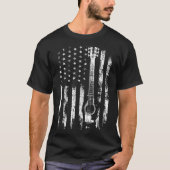 Retro Us Flag Acoustic Guitar Distressed Patriotic Tシャツ (正面)