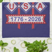 Retro USA 250th Anniversary Marquee Sign 1776-2026 キッチンタオル (折り畳み)