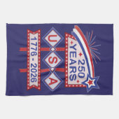 Retro USA 250th Anniversary Marquee Sign 1776-2026 キッチンタオル (横)