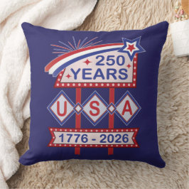 Retro USA 250th Anniversary Marquee Sign 1776-2026 クッション