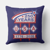 Retro USA 250th Anniversary Marquee Sign 1776-2026 クッション (裏面)