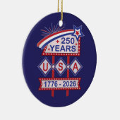 Retro USA 250th Anniversary Marquee Sign 1776-2026 セラミックオーナメント (右)