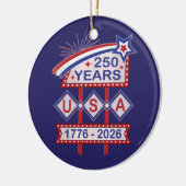 Retro USA 250th Anniversary Marquee Sign 1776-2026 セラミックオーナメント (左)