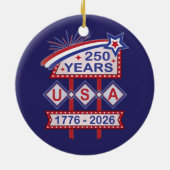 Retro USA 250th Anniversary Marquee Sign 1776-2026 セラミックオーナメント (裏面)