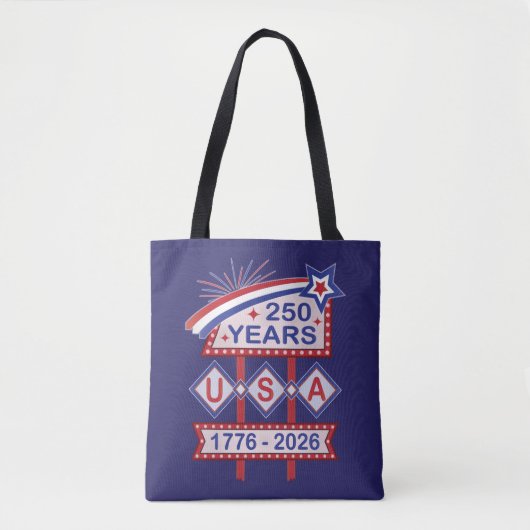 Retro USA 250th Anniversary Marquee Sign 1776-2026 トートバッグ (正面)