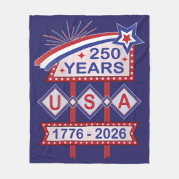 Retro USA 250th Anniversary Marquee Sign 1776-2026 フリースブランケット