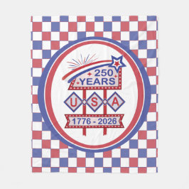 Retro USA 250th Anniversary Marquee Sign 1776-2026 フリースブランケット