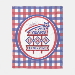 Retro USA 250th Anniversary Marquee Sign 1776-2026 フリースブランケット