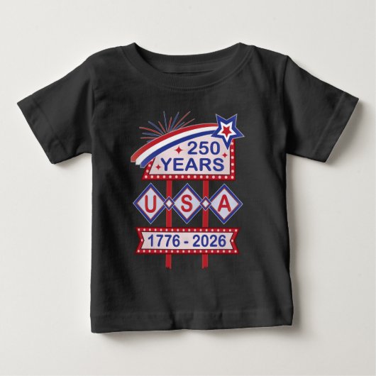 Retro USA 250th Anniversary Marquee Sign 1776-2026 ベビーTシャツ (正面)