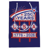 Retro USA 250th Anniversary Marquee Sign 1776-2026 ミディアムペーパーバッグ (正面)