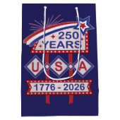 Retro USA 250th Anniversary Marquee Sign 1776-2026 ミディアムペーパーバッグ (裏面)