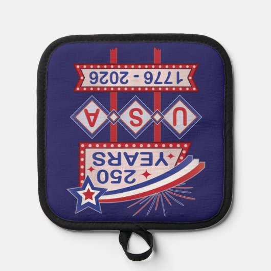 Retro USA 250th Anniversary Marquee Sign 1776-2026 鍋敷き (正面)