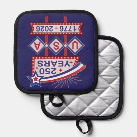 Retro USA 250th Anniversary Marquee Sign 1776-2026 鍋敷き (正面/裏面)