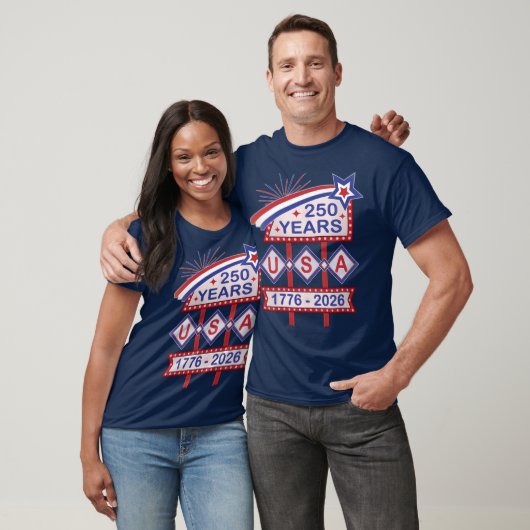 Retro USA 250th Anniversary Marquee Sign 1776-2026 Tシャツ (ユニセックス)