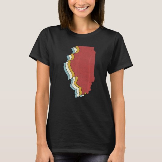 Retro USA State Vintage Map Illinois Tシャツ (正面)