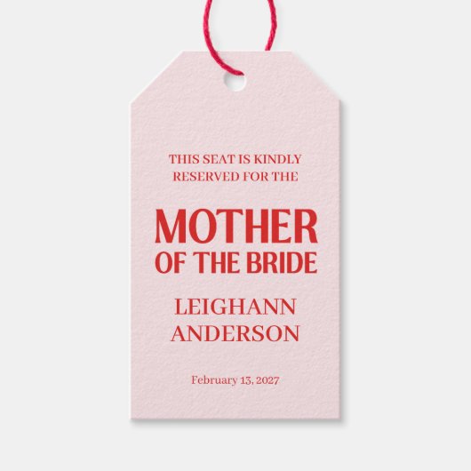 Retro Valentine Bridal Shower Red Pink ギフトタグ (正面)