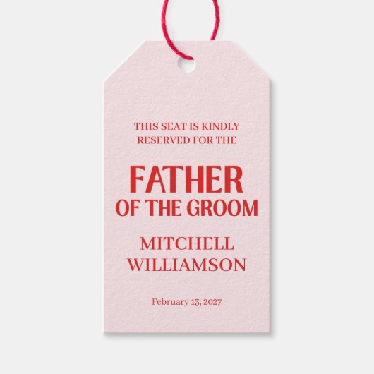 Retro Valentine Bridal Shower Red Pink ギフトタグ (正面)