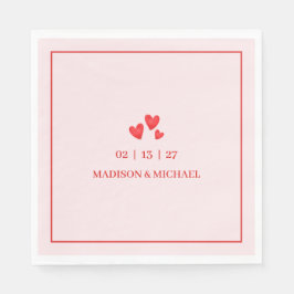 Retro Valentine Hearts Wedding Red Pink スタンダードランチョンナプキン
