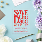 Retro Valentine Wedding Photo Red Pink アクリル招待状 (インサイチュ (ウェディング))