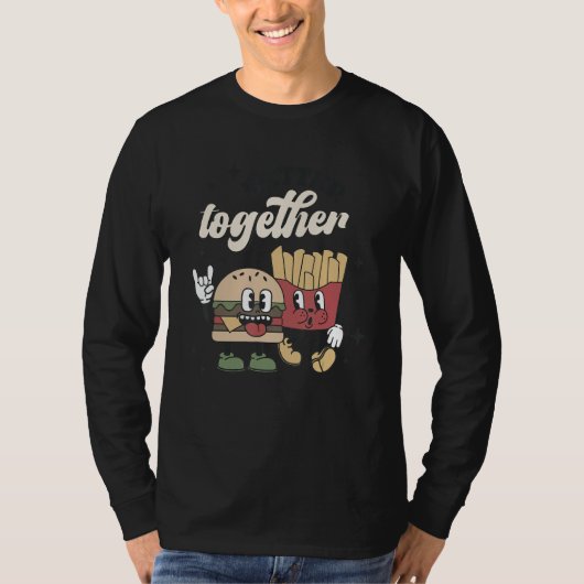 Retro Valentine's Day Better Together Burger And F Tシャツ (正面)