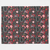 Retro Valentine's Day Love Doodles フリースブランケット (正面(横))