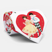 Retro Valentine's Day, Vintage Harlequin and Heart ネクタイ (ロール)