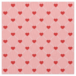 retro valentines dots hearts pink red ファブリック