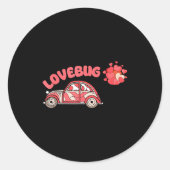 Retro Valentines Lovebug Heart Groovy Valentines M ラウンドシール (正面)