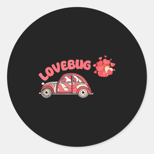 Retro Valentines Lovebug Heart Groovy Valentines M ラウンドシール (正面)