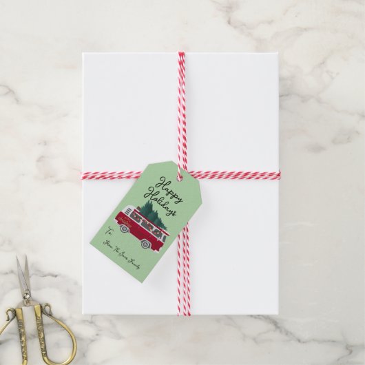 Retro Van Vintage Holiday ギフトタグ (より糸付き)