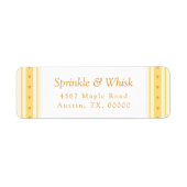 Retro Vanilla Yellow Heart Stripes Bakery ラベル (正面)