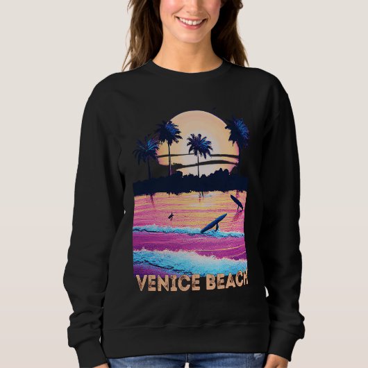 Retro Venice Beach California Souvenir Surf スウェットシャツ (正面)