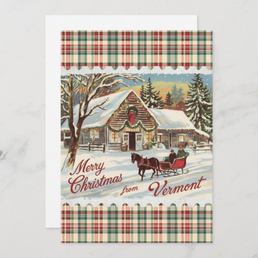 Retro Vermont Christmas Flat Holiday Card シーズンカード (正面/裏面)