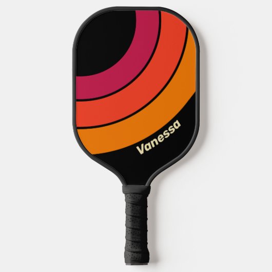 Retro VHS Circle Stripe with Name ピックルボールラケット (正面)