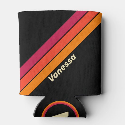 Retro VHS Stripes with Name 缶クーラー (裏面)