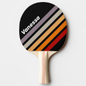Retro Vibe Rainbow Angled Striping with Name 卓球ラケット (裏面)